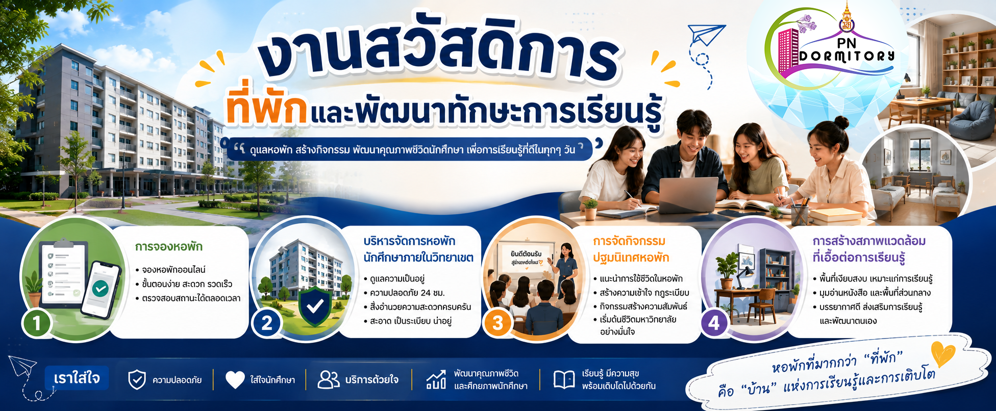 งานสวัสดิการที่พักและพัฒนาทักษะการเรียนรู้
